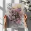 a person holding a picture of a dog