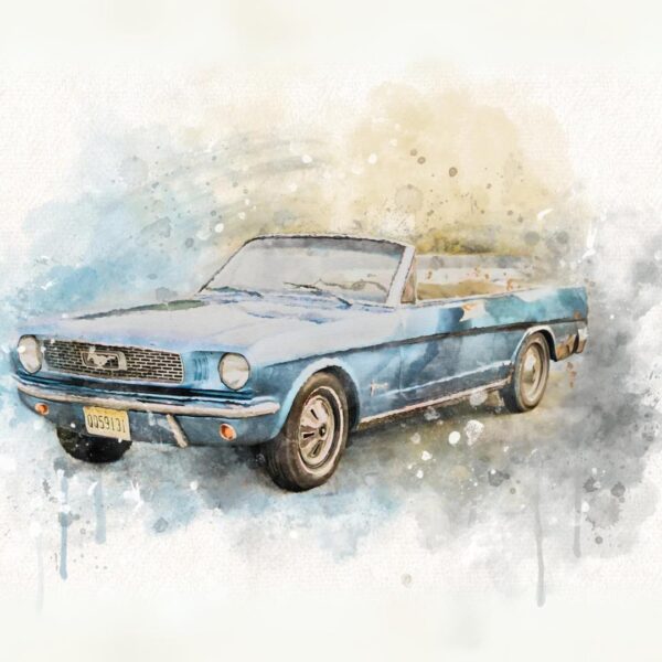 a watercolor of a car