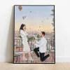 a painting of a man proposing to a woman