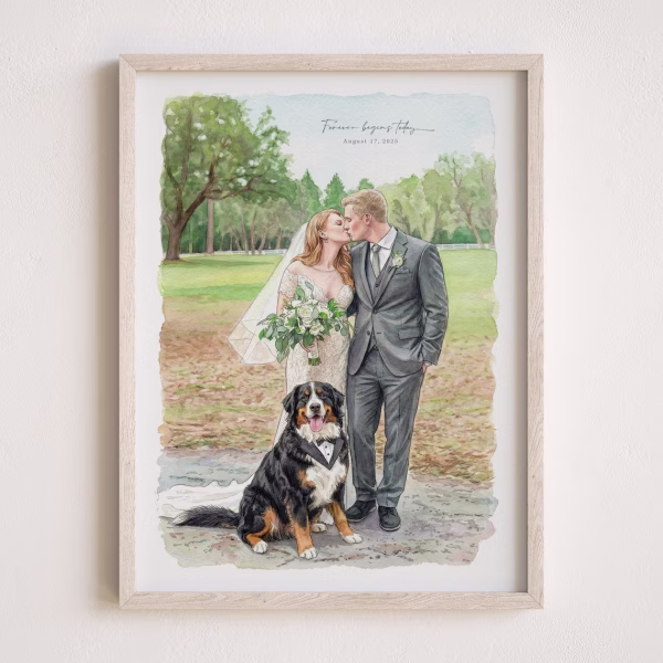 Hand-Drawn Watercolor Painting from Photo