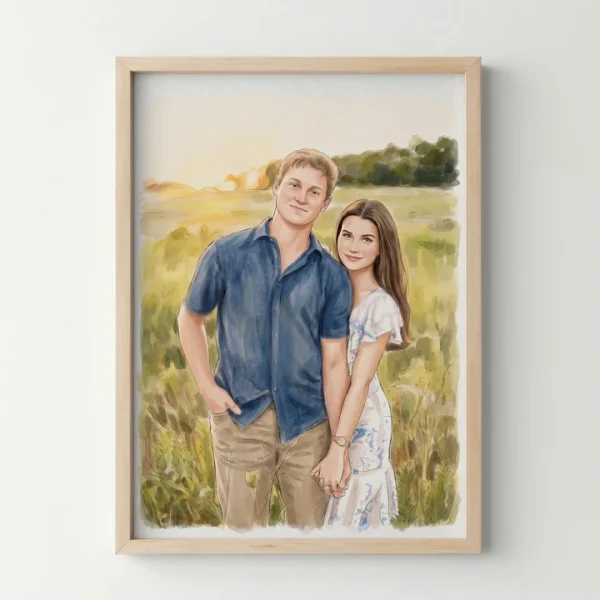 Hand-Drawn Watercolor Painting from Photo