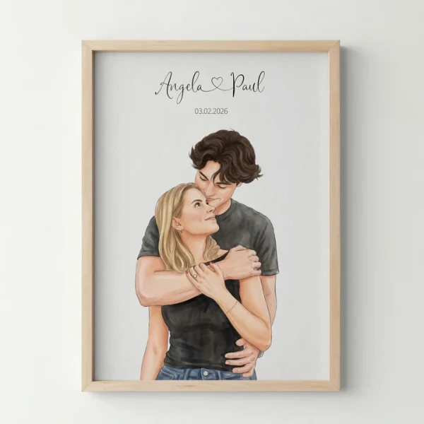 Frame of couple watercolor portrait