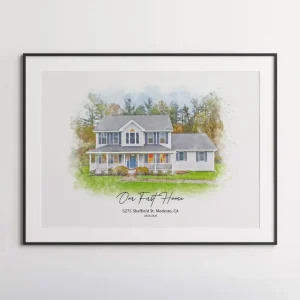 Watercolor House Painting from Photo - A Good New Home Gift or Housewarming Present