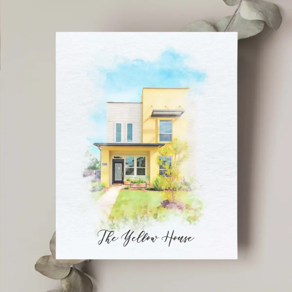 Watercolor House Painting from Photo - A Good New Home Gift or Housewarming Present
