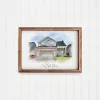 Hand-Painted House Portrait with Rustic Frame