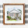Hand-Painted House Portrait with Rustic Frame